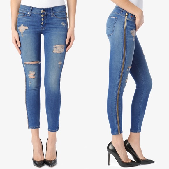Hudson Jeans Denim - Hudson Crop Sid Zipper Super Skinny Jeans